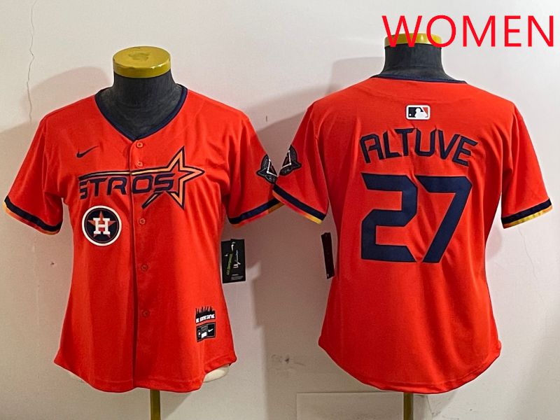 Women Houston Astros #27 Altuve Orange Three generations Joint Name 2025 Nike MLB Jersey style 4126